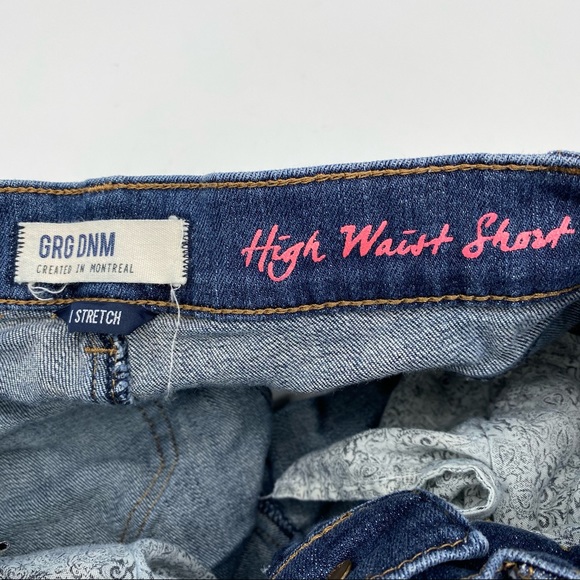GRG DNM Women High Waist Distressed Denim Short 00 - Picture 4 of 6
